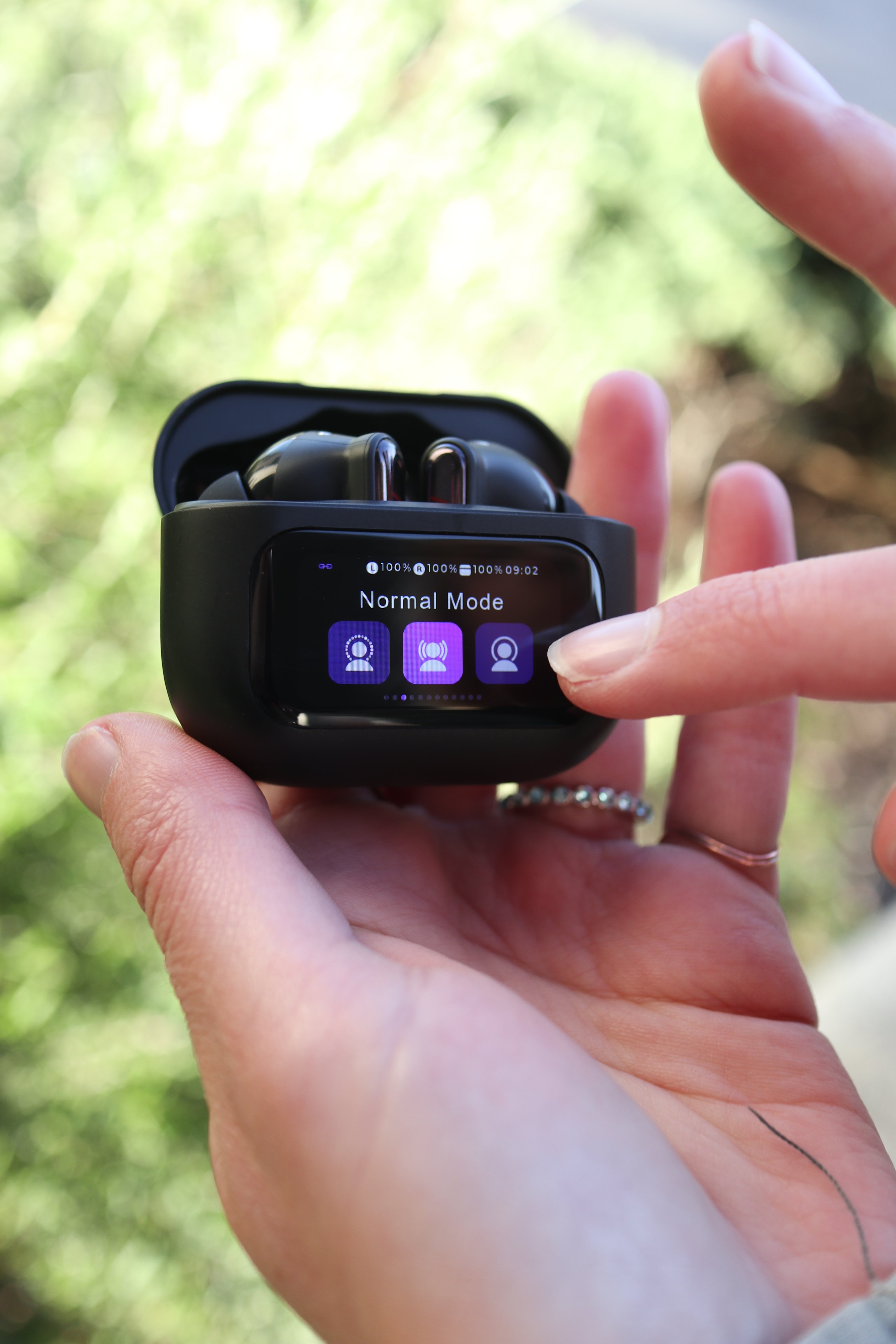 Touch screen true wireless earbuds with ANC and EQ modes 